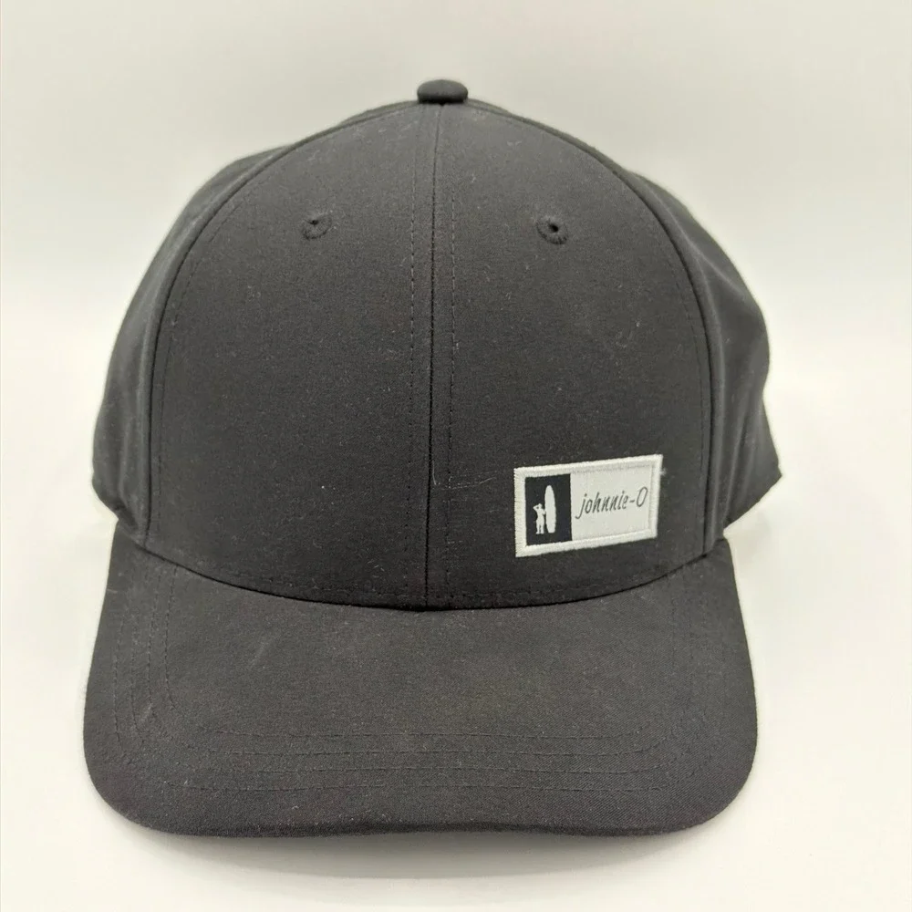 Johnnie-O Hat Black Snapback Baseball Cap Surf Logo OSFM